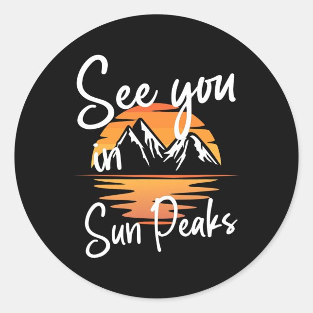 Pegatina Redonda Ver En Sun Peaks Vacation Ski (Anverso)