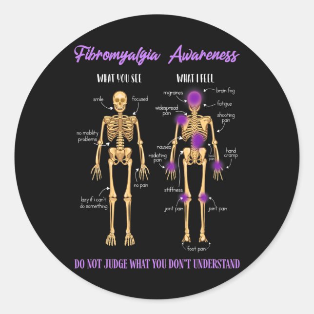 Pegatina Redonda Ver Lo Que Siento Esquiador Fibromialgia Awarenes (Anverso)