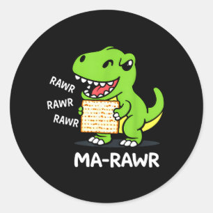 Pegatina Redonda ver Maror Ma-Roar Dinosaur Divertido Pesach
