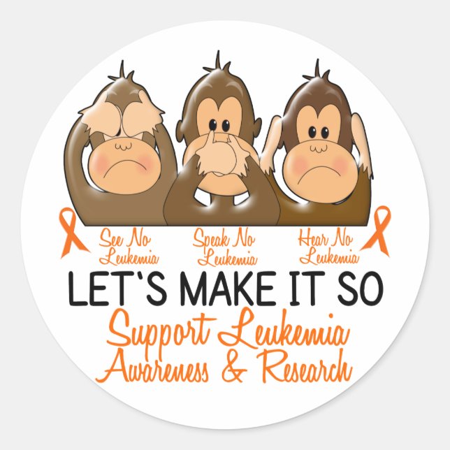 Pegatina Redonda Ver Oído No Leucemia 2 (Anverso)