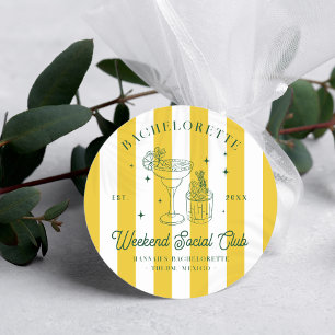 Pegatina Redonda Verano Club de Cócteles   Despedida de Soltera