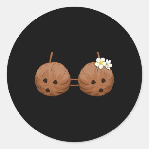 Pegatina Redonda Verano Coconut Bra Halloween Costume Hawaii Aloha