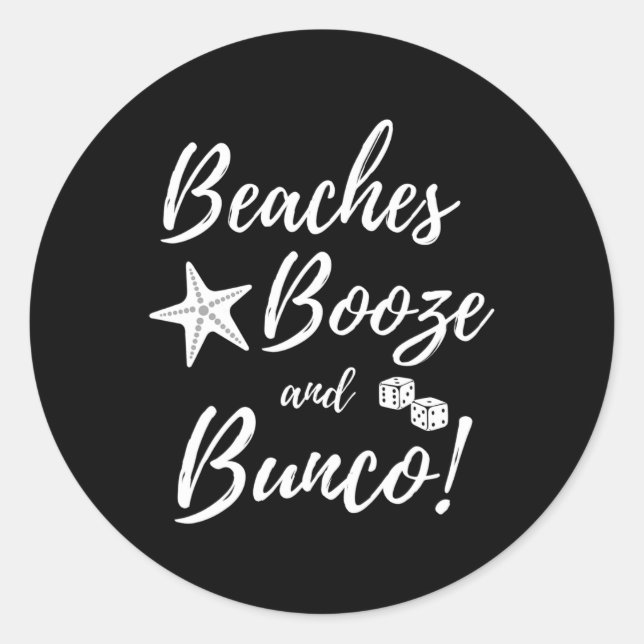 Pegatina Redonda Verano De Booze Y Bunco Dice (Anverso)