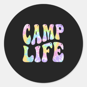 Pegatina Redonda Verano De Camping Para Chicas Campamento De Verano