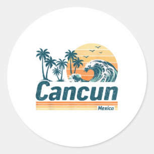 Pegatina Redonda Verano de vacaciones familiares coincidentes de gr