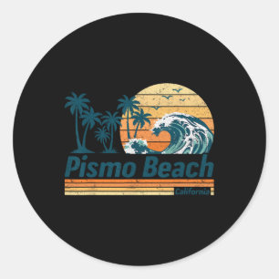 Pegatina Redonda Verano de vacaciones familiares de Pismo Beach Gro