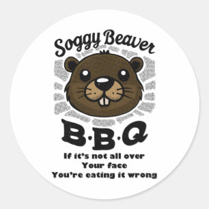 Pegatina Redonda Verano del propietario del castor de Soggy Beaver