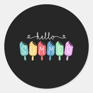 Pegatina Redonda Verano feliz estudiante de último día de escuela