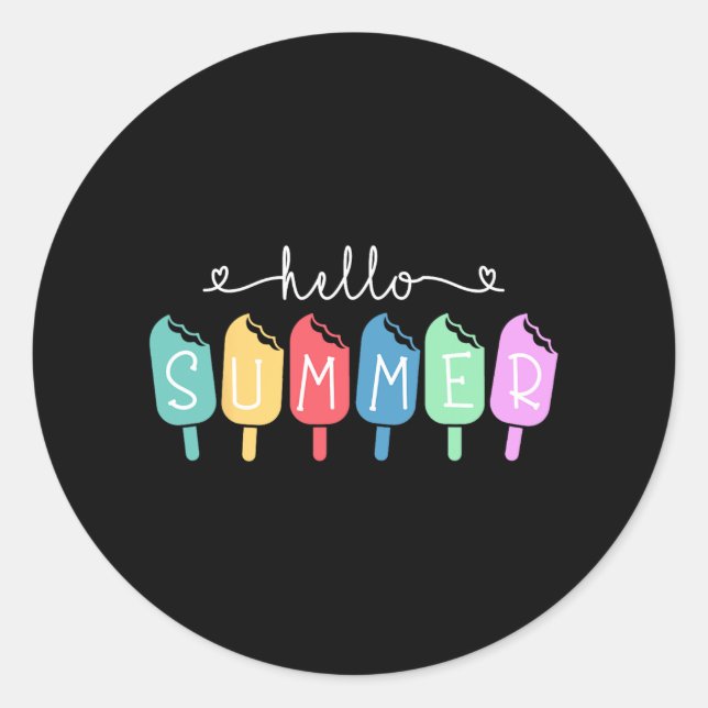 Pegatina Redonda Verano feliz estudiante de último día de escuela (Anverso)