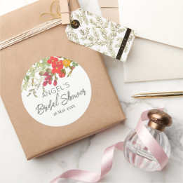 Pegatina Redonda Verano Floral Jardín Bridal Ducha