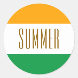 Pegatina Redonda VERANO Fun Bright Lemon Lime White Stripes