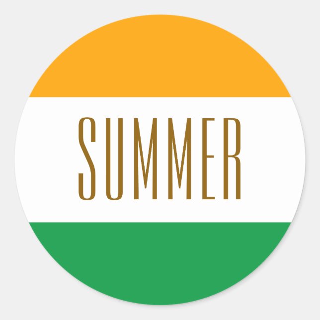 Pegatina Redonda VERANO Fun Bright Lemon Lime White Stripes (Anverso)