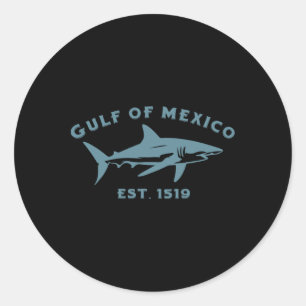 Pegatina Redonda Verano Golfo De México Por Siempre 1519 Tiburón Go