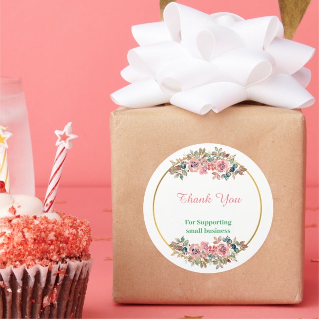 Pegatina Redonda Verano Jardín Floral Gracias Ronda Clásica (Fiesta)