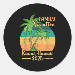 Pegatina Redonda Verano Kauai Hawaii Beach Family Vacation 2025