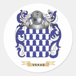 Pegatina Redonda Veras Family Crest (Escudo de armas)