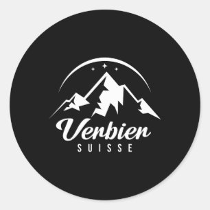 Pegatina Redonda Verbier Suiza Ski Resort Esquí Snowboard
