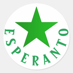 Pegatina Redonda Verda Stelo (Estrella Esperanto)