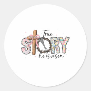Pegatina Redonda Verdadera Historia De Su Nacimiento Jesús Pascua M