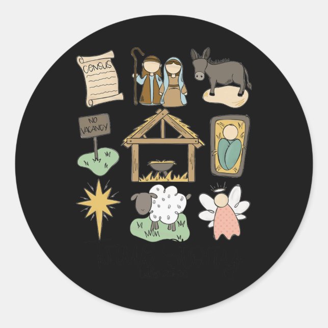 Pegatina Redonda Verdadera Historia Lucas Jesús Natividad Religiosa (Anverso)