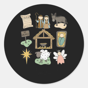 Pegatina Redonda Verdadera Historia Lucas Jesús Natividad Religiosa