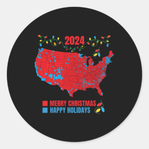 Pegatina Redonda Verdadera Navidad en el mapa electoral de 2024 Tru