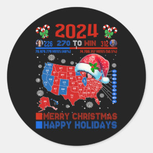 Pegatina Redonda Verdadera Navidad en el mapa electoral de 2024 Tru