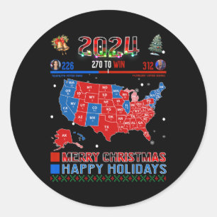 Pegatina Redonda Verdadera Navidad en el mapa electoral de 2024 Tru