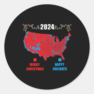 Pegatina Redonda Verdadera Navidad en el mapa electoral de 2024 Tru