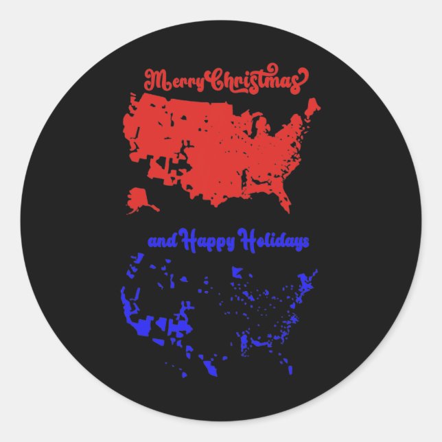 Pegatina Redonda Verdadera Navidad en el mapa electoral de 2024 Tru (Anverso)