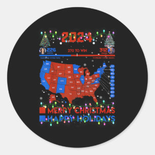 Pegatina Redonda Verdadera Navidad en el mapa electoral de 2024 Tru