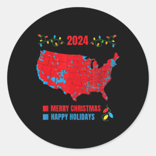 Pegatina Redonda Verdadera Navidad en el mapa electoral de 2024 Tru