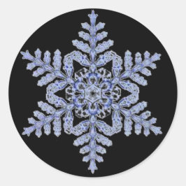 Pegatina Redonda Verdadero copo de nieve en negro