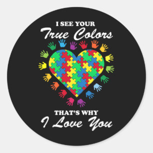 Pegatina Redonda Verdaderos colores rompe el corazón Guay Autism Aw