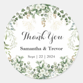 Pegatina Redonda Verdant Vineyard Vows: Foliage dorado y verde