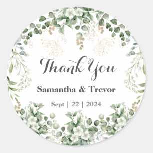 Pegatina Redonda Verdant Vineyard Vows: Foliage dorado y verde