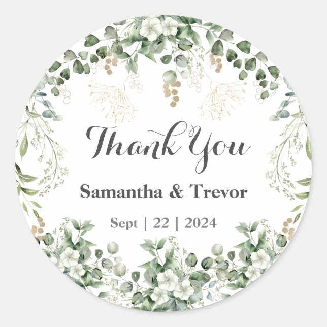 Pegatina Redonda Verdant Vineyard Vows: Foliage dorado y verde (Anverso)