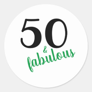 Pegatina Redonda Verde 50 y fabulosa Fiesta de los 50 Años