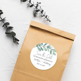 Pegatina Redonda Verde acuático botánico Eucalyptus