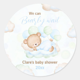 Pegatina Redonda Verde Azul Podemos Bear Wait Bear Baby Shower
