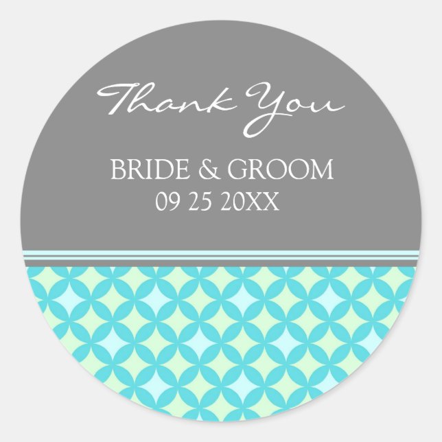 Pegatina Redonda Verde azulada Casa de la Moneda Gris Gracias Bolsa (Anverso)