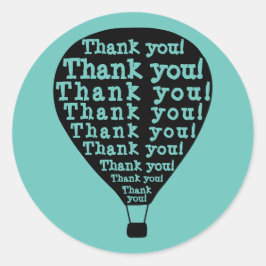 Pegatina Redonda Verde azuladas gracias globo de aire caliente de W