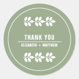 Pegatina Redonda Verde | Boda de ramas blancas