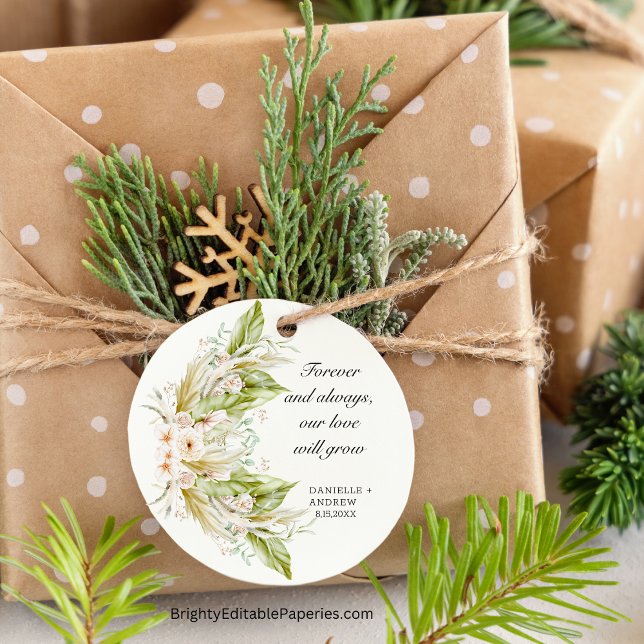 Pegatina Redonda Verde Brillante Hierba Tropical Pampas  (Tropical Pampas Pop: Brighten Your Day with Our Greenery Sticker.)