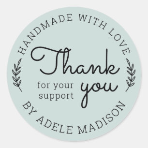 Pegatina Redonda Verde casero con amor gracias