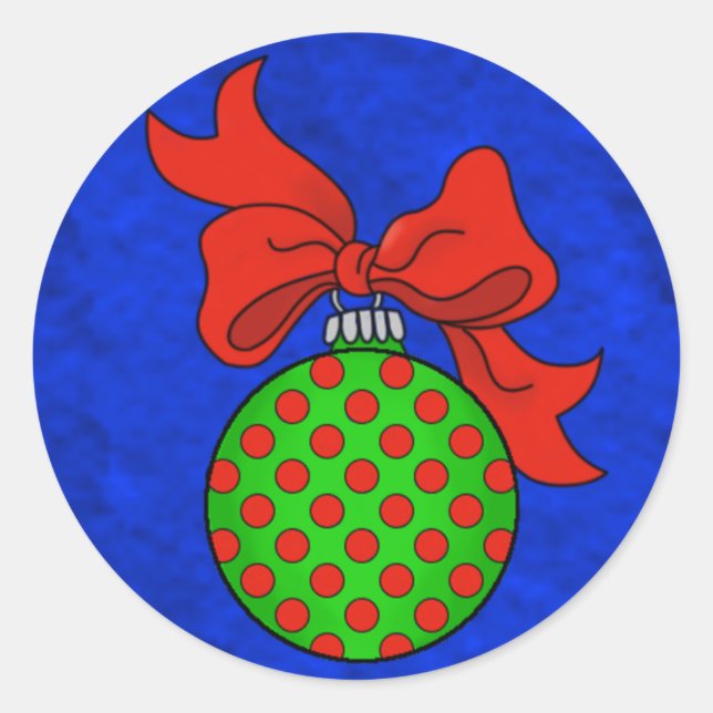 Pegatina Redonda Verde con puntos rojos Ornamentos Pegatinas de la  (Anverso)