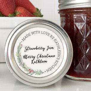 Pegatina Redonda Verde de Navidad Hecho Con Amor Blank