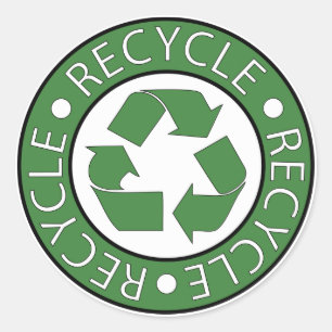 Pegatina Redonda Verde de reciclaje