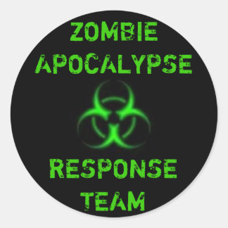 Pegatina Redonda Verde del equipo de respuesta de Zombie Apocalypse
