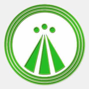 Pegatina Redonda Verde del neón del símbolo de OBOD